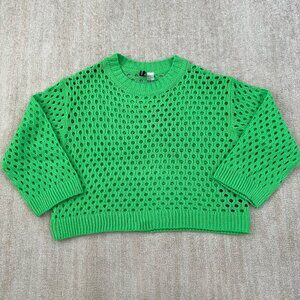 H&M Divided Green Open Knit Pullover Sweater M